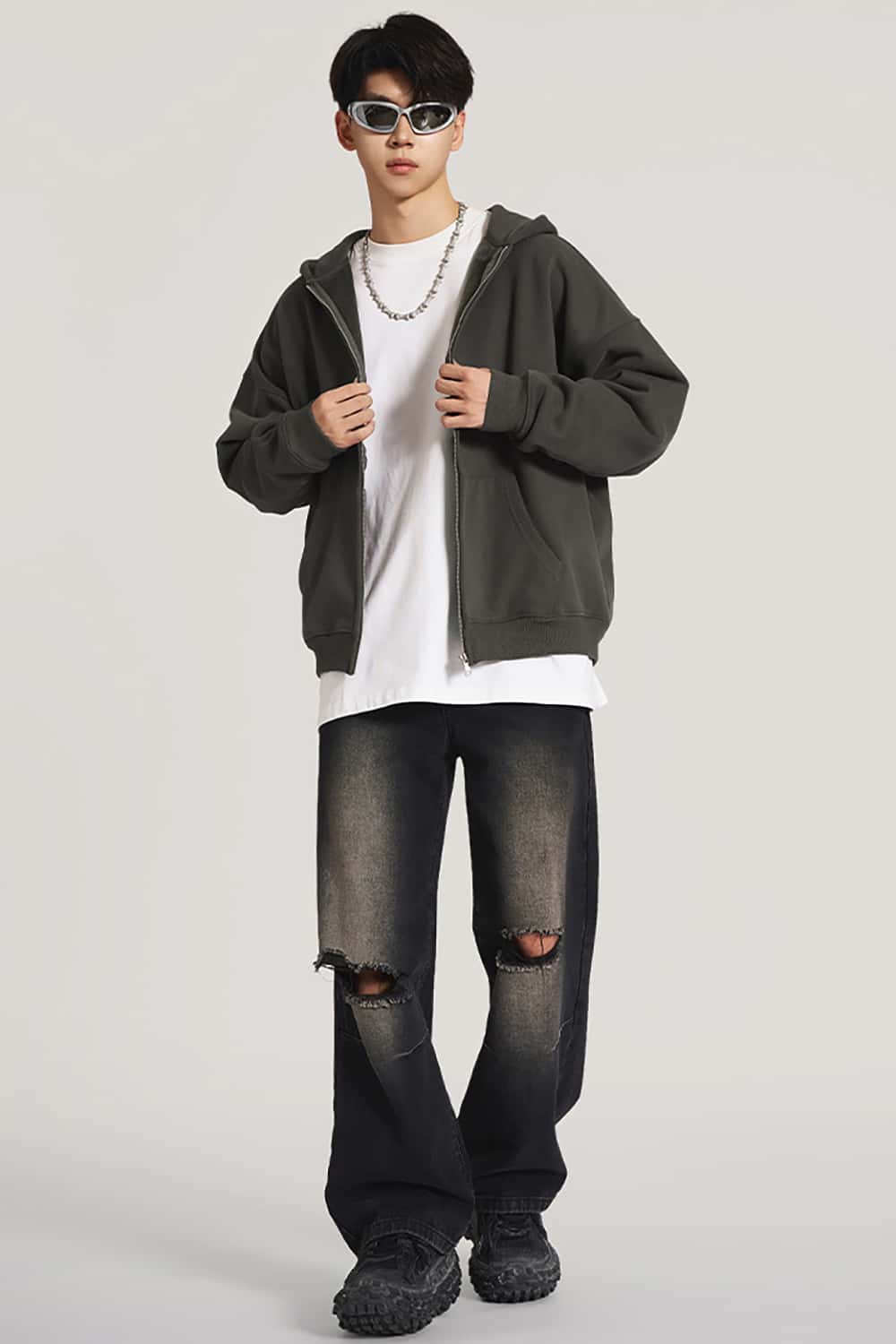 Heavyweight 420g Fleece-Lined Hoodie _ Unisex Oversized Zip-Up Hooded Sweatshirt