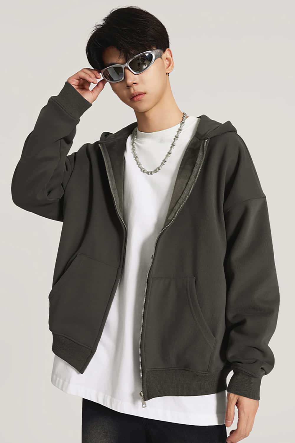 Heavyweight 420g Fleece-Lined Hoodie _ Unisex Oversized Zip-Up Hooded Sweatshirt