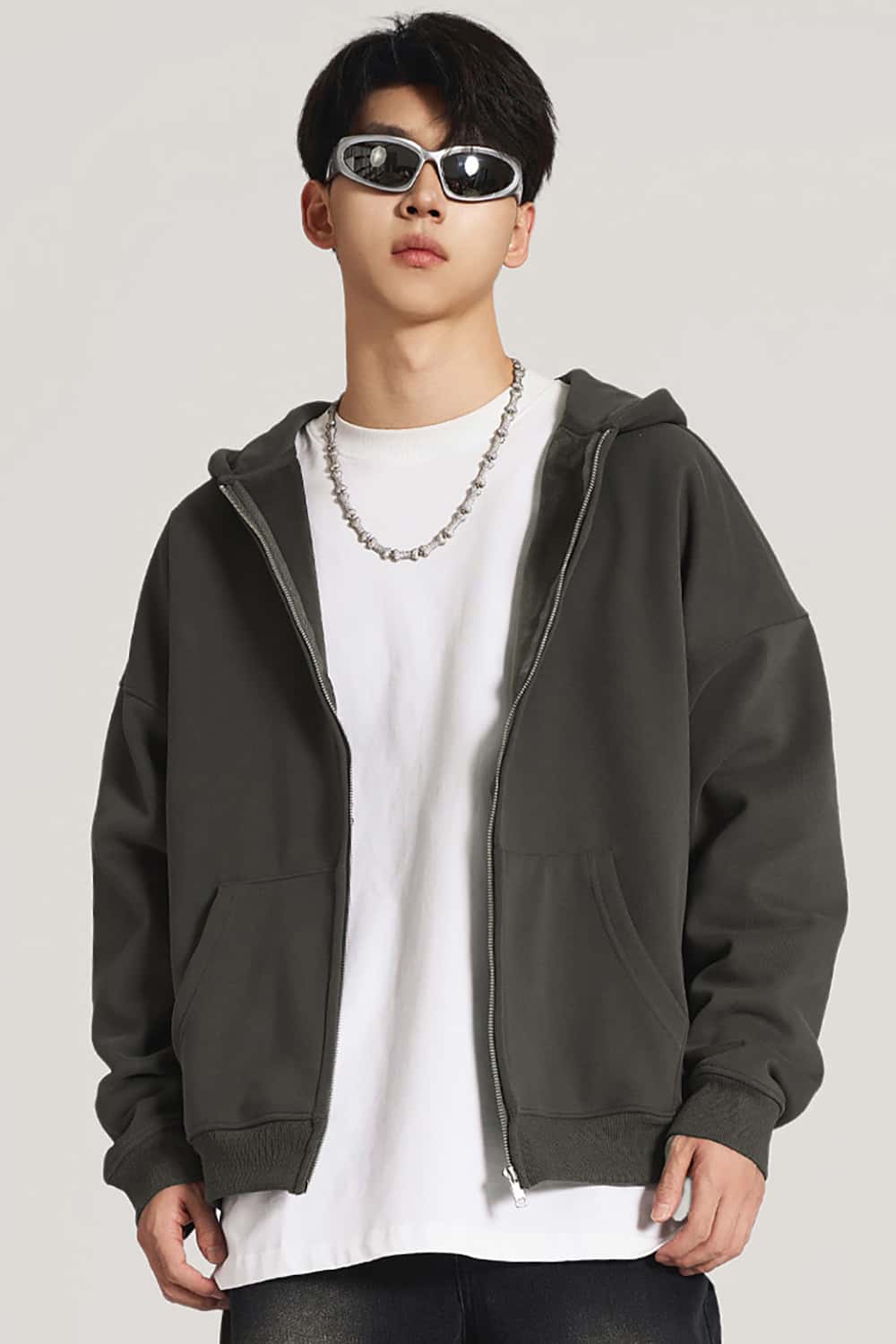 Heavyweight 420g Fleece-Lined Hoodie _ Unisex Oversized Zip-Up Hooded Sweatshirt