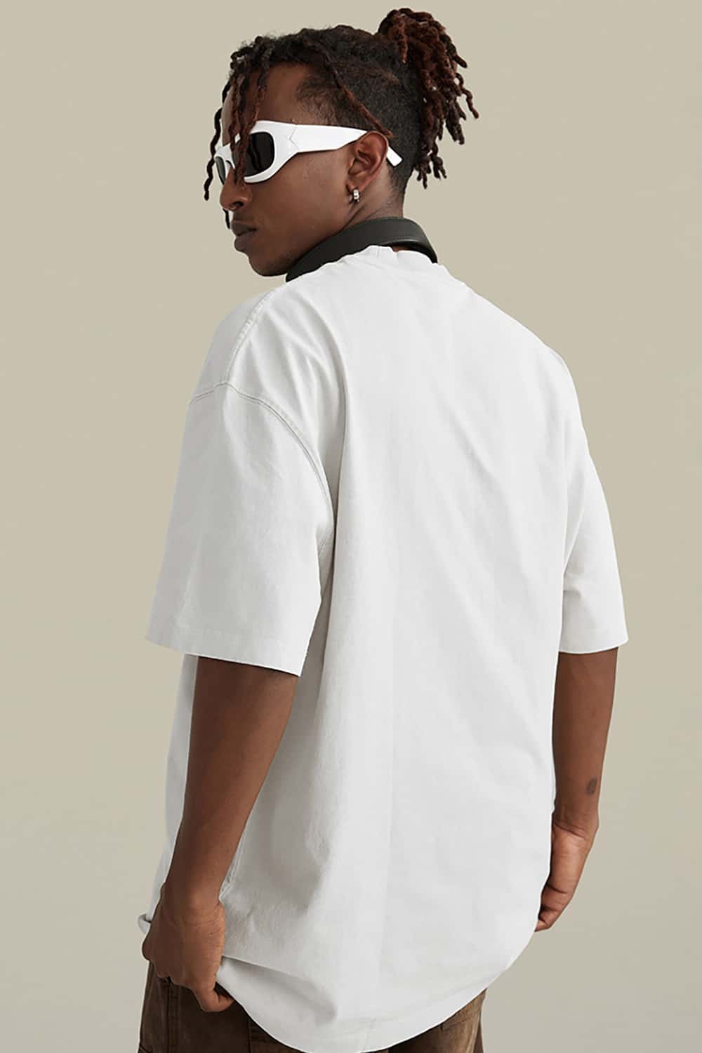 Retro Contrast Print Oversized T-Shirt _ Unisex Loose-Fit Short Sleeve Tee