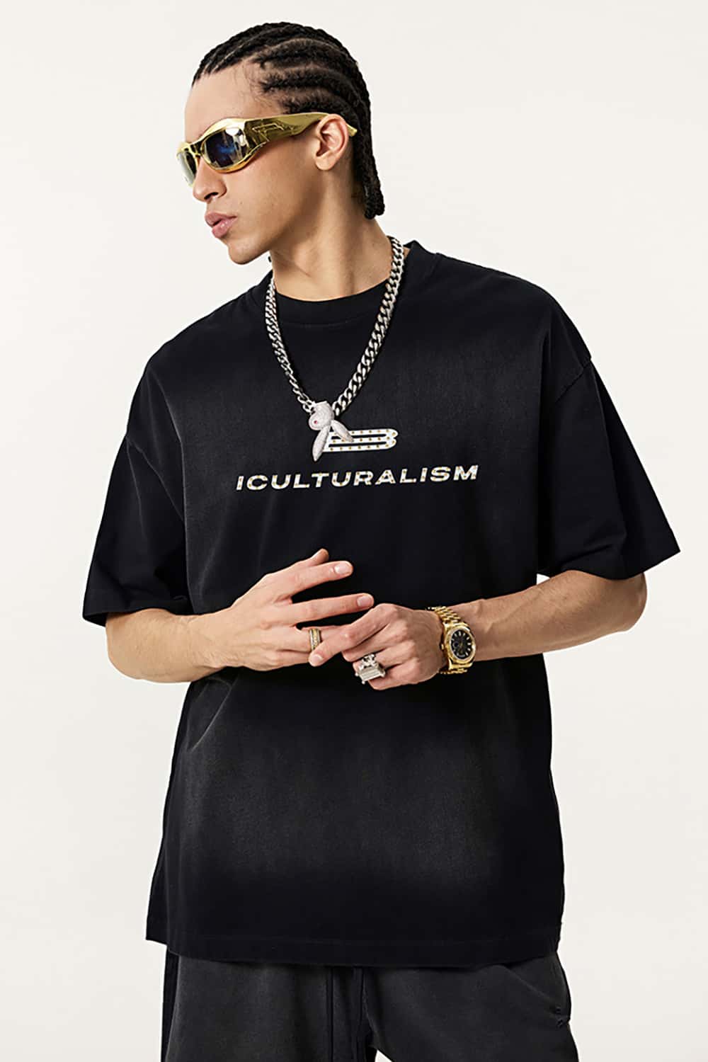 Heavy Rhinestone Embellished Loose Short Sleeve T-Shirt _ High Street Fashion