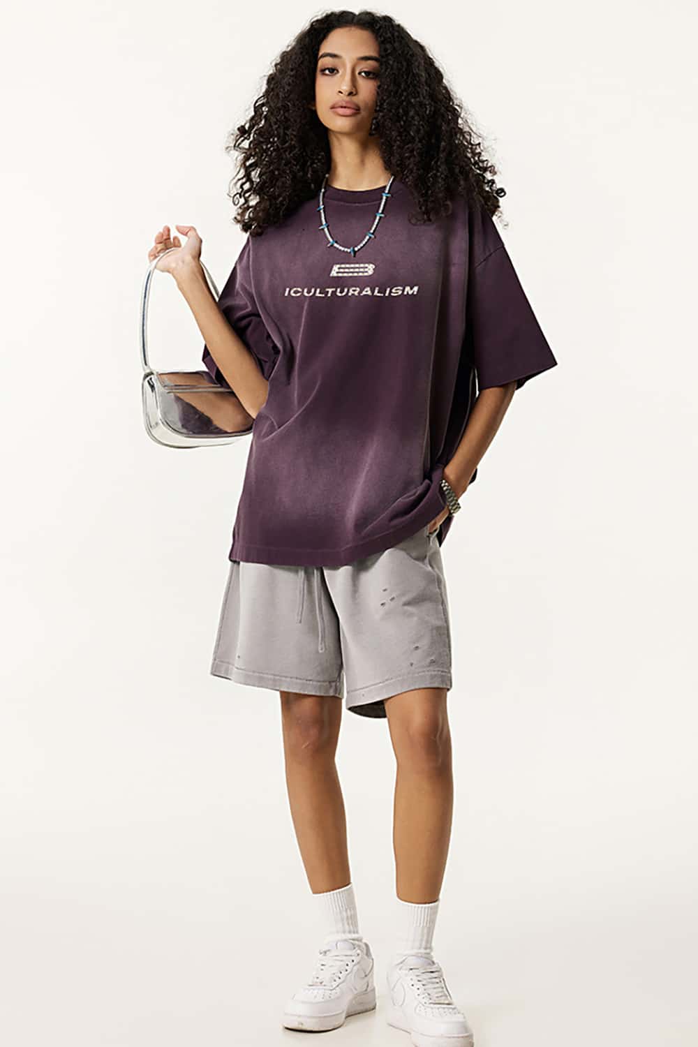 Heavy Rhinestone Embellished Loose Short Sleeve T-Shirt _ High Street Fashion