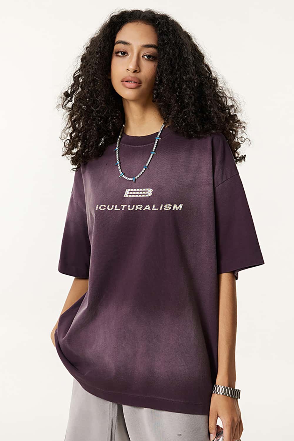 Heavy Rhinestone Embellished Loose Short Sleeve T-Shirt _ High Street Fashion