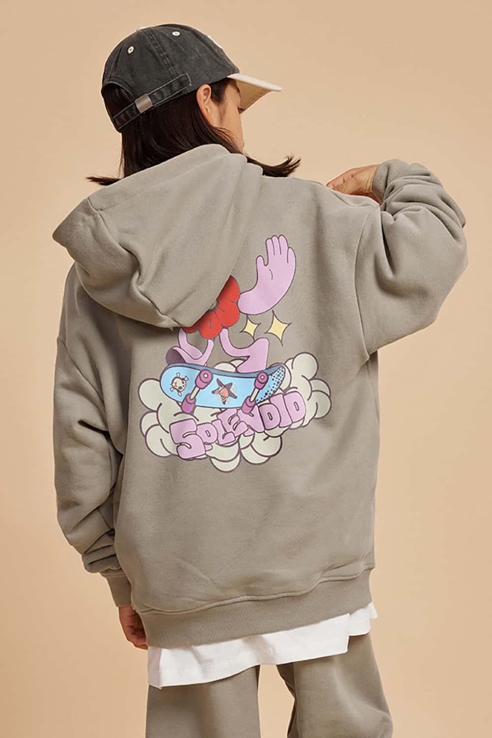 Loose Cartoon Print Hoodie - Cute and Quirky Pullover Sweatshirt
