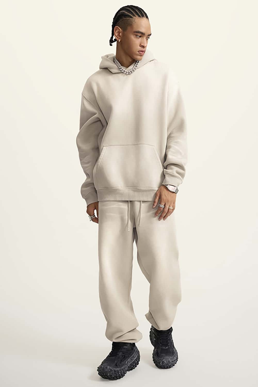 High Street Heavy-Duty Washed Hoodie with Vintage Gradient and Fleece Lining