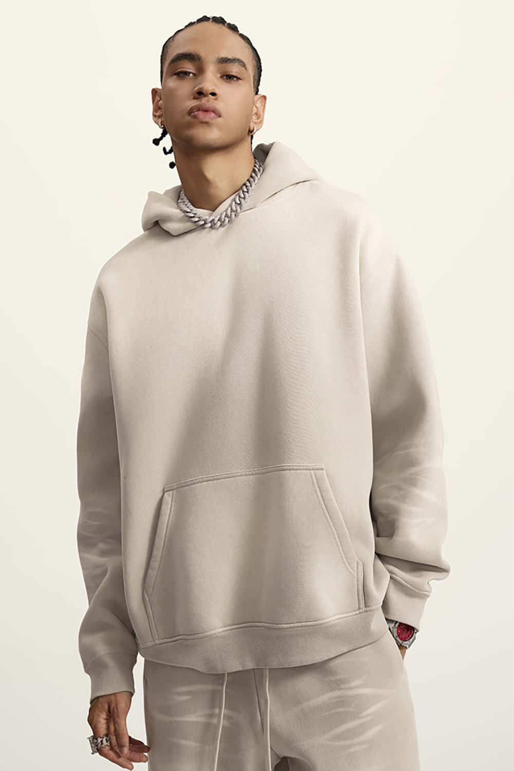 High Street Heavy-Duty Washed Hoodie with Vintage Gradient and Fleece Lining