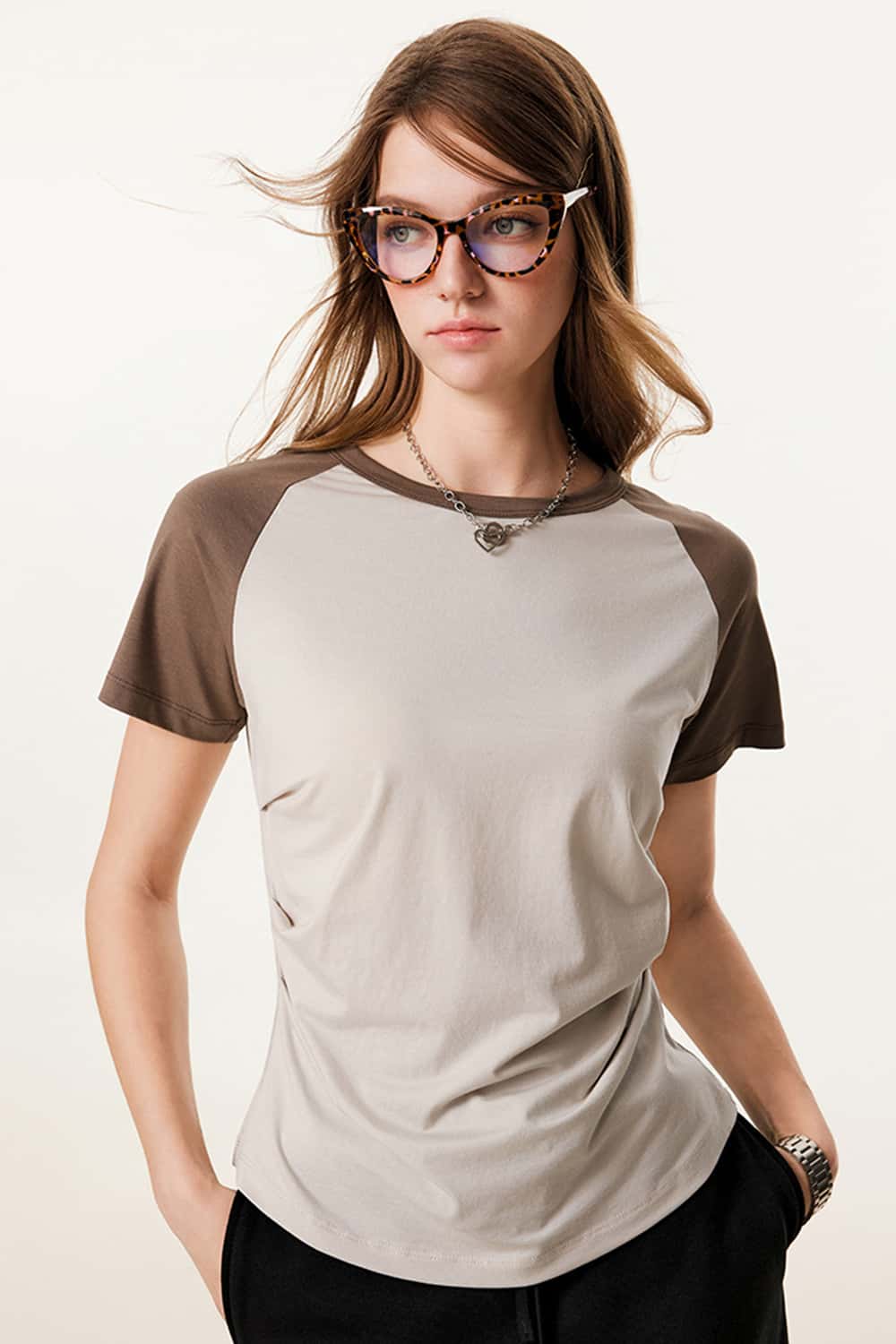 Lightweight Ruched Waist Panel Short Sleeve T-Shirt