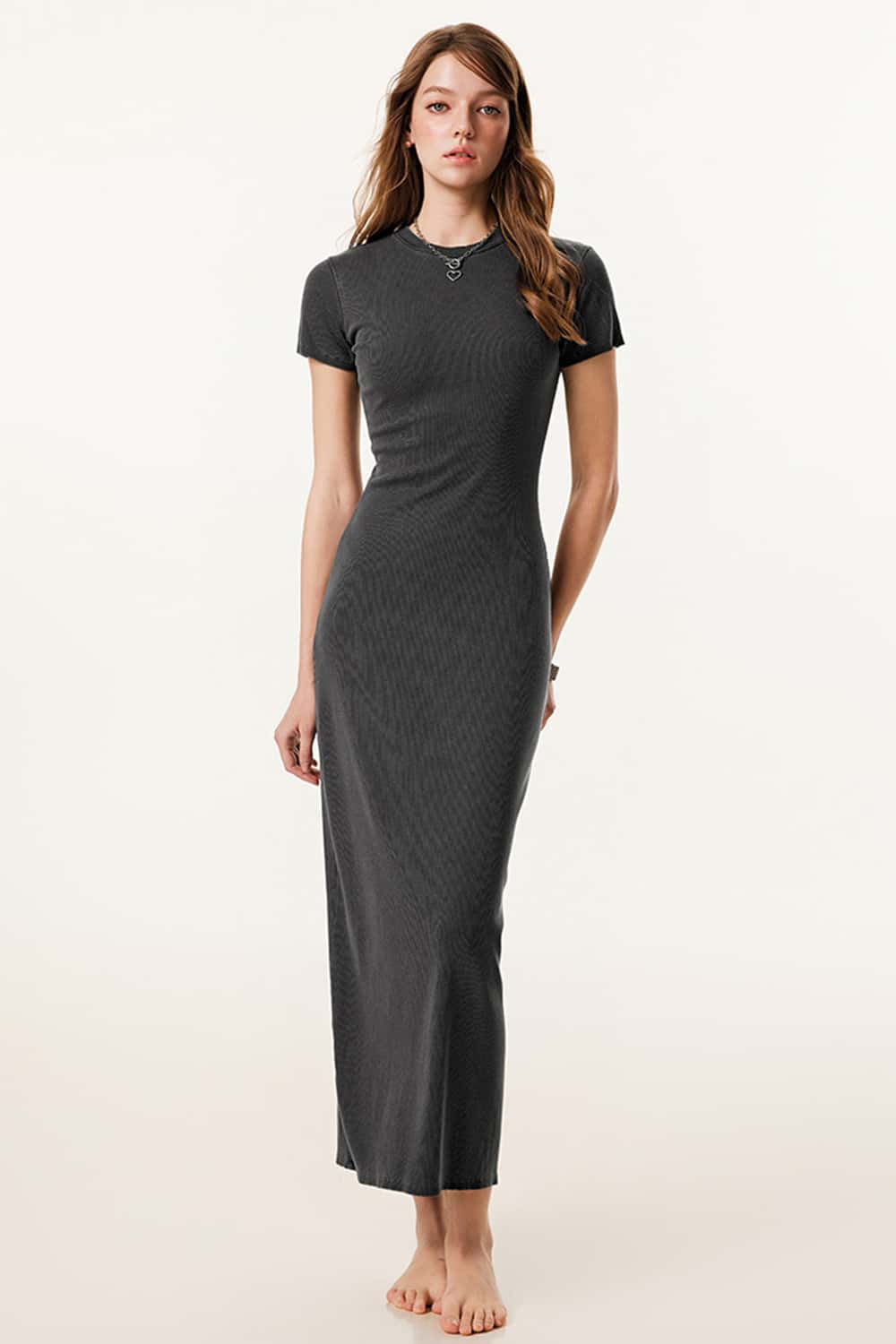 Slim Fit Split Hem Midi Dress