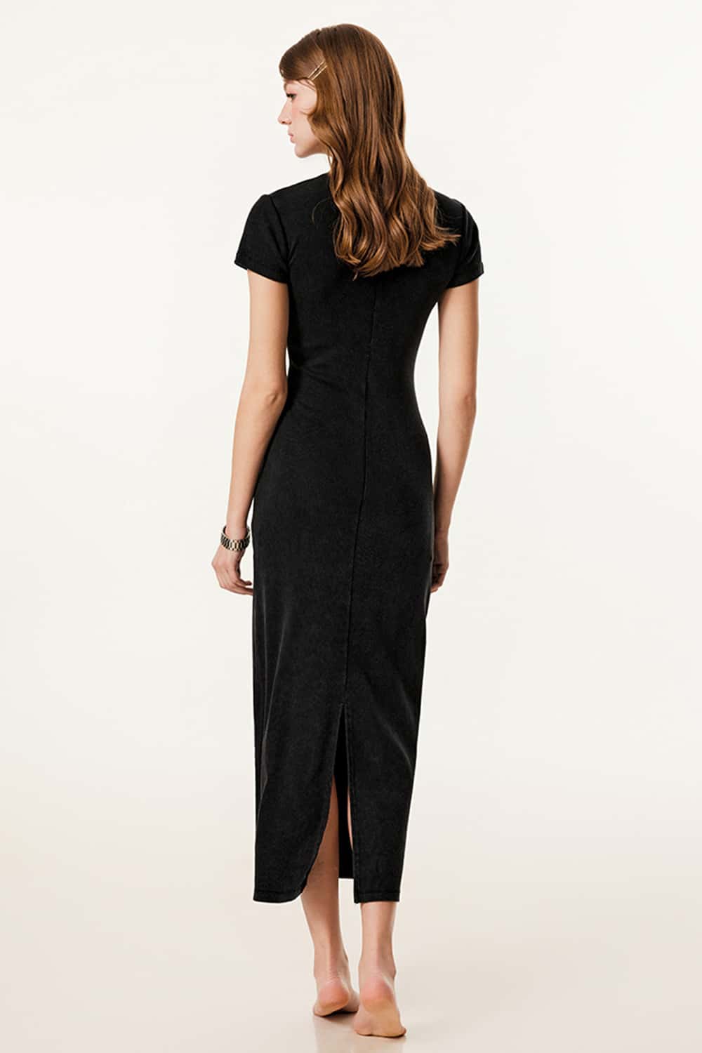 Slim Fit Split Hem Midi Dress