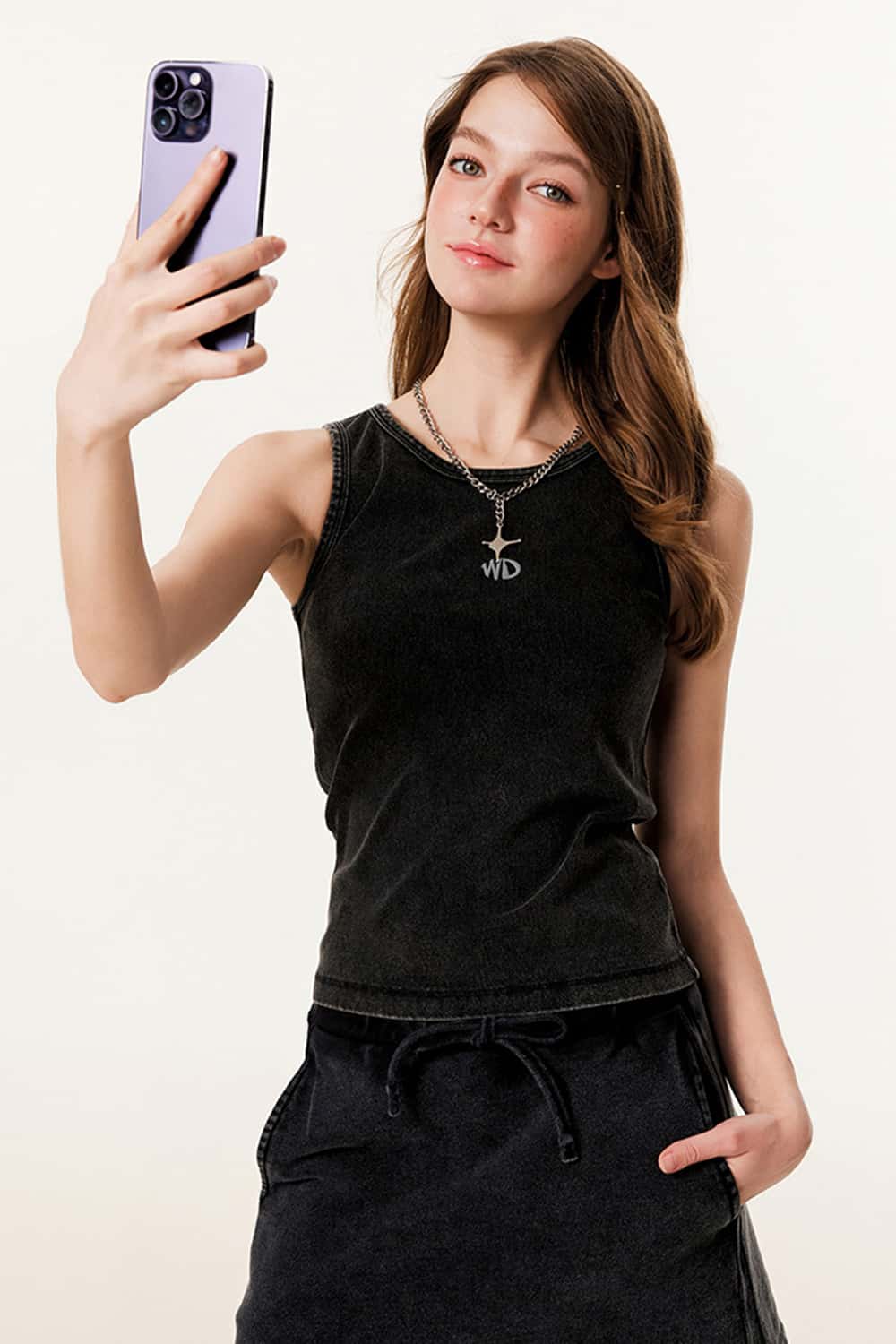 3D Embroidered Casual Tank Top