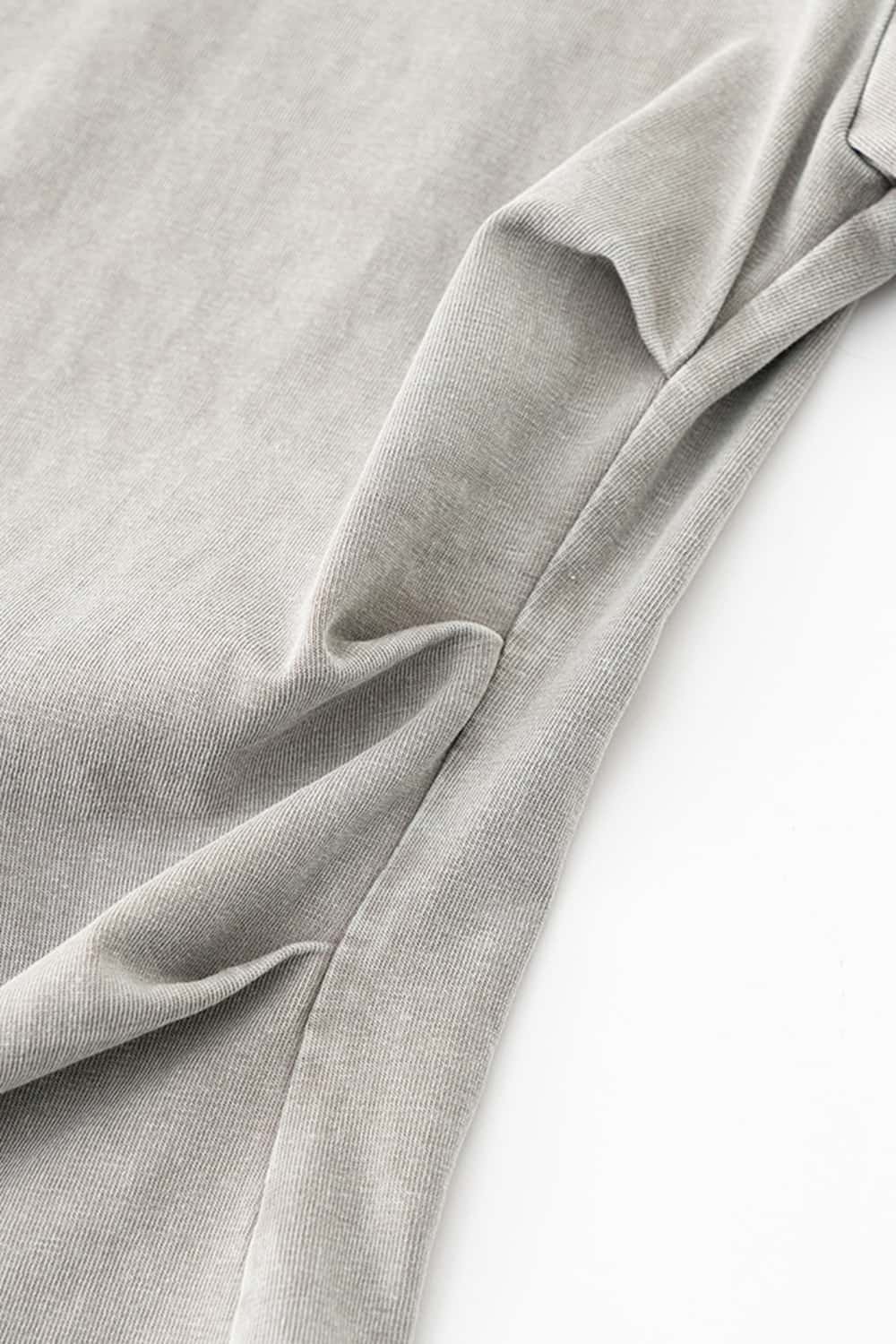 Ruched Waist Straight-Shoulder Washed Short Sleeve T-Shirt