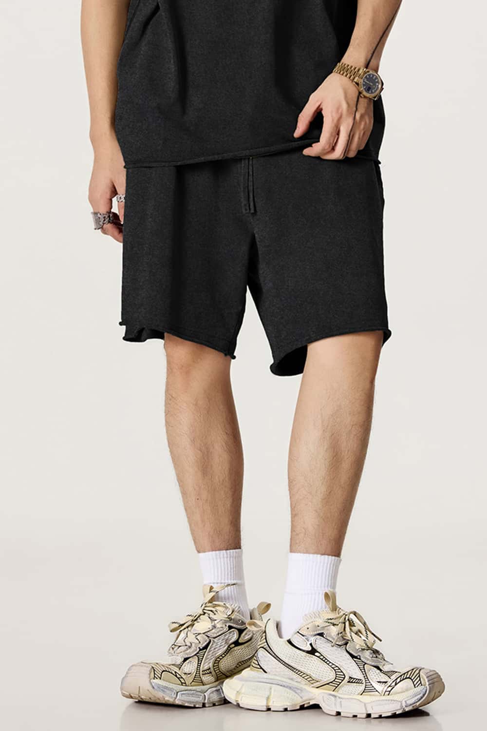 Rolled Hem Knee-Length Shorts