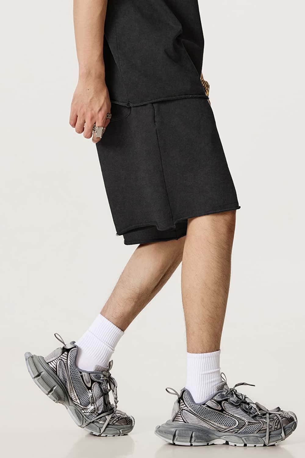 Rolled Hem Knee-Length Shorts