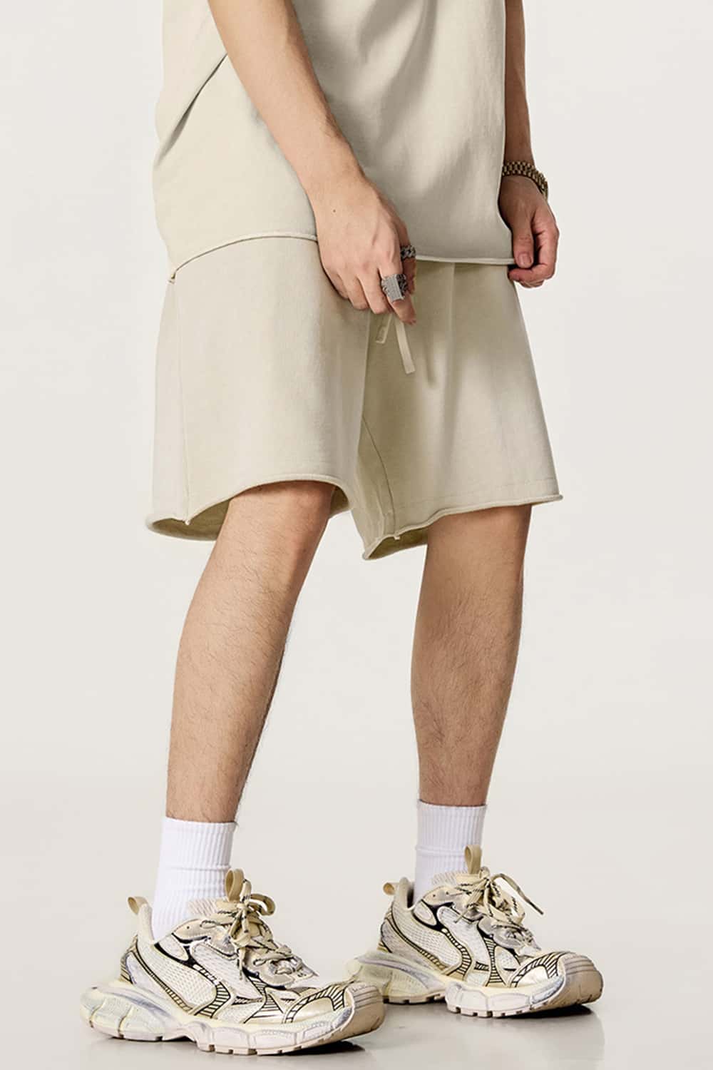 Rolled Hem Knee-Length Shorts