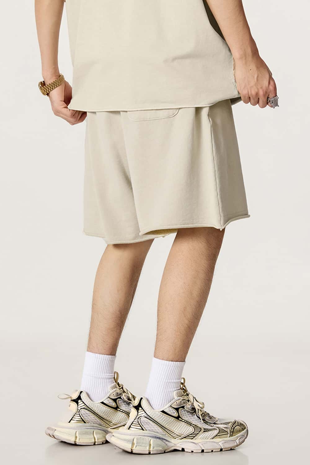Rolled Hem Knee-Length Shorts