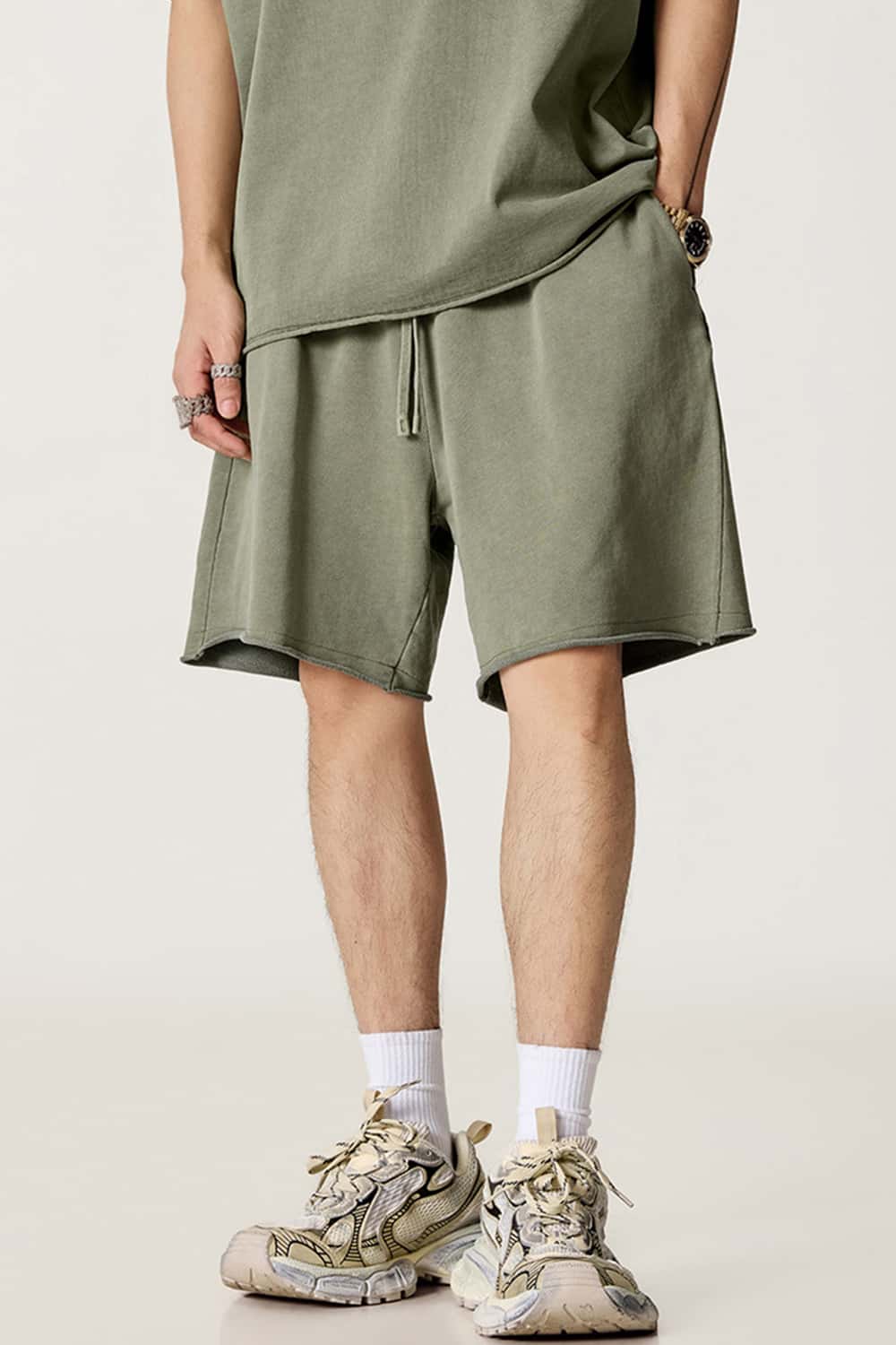 Rolled Hem Knee-Length Shorts