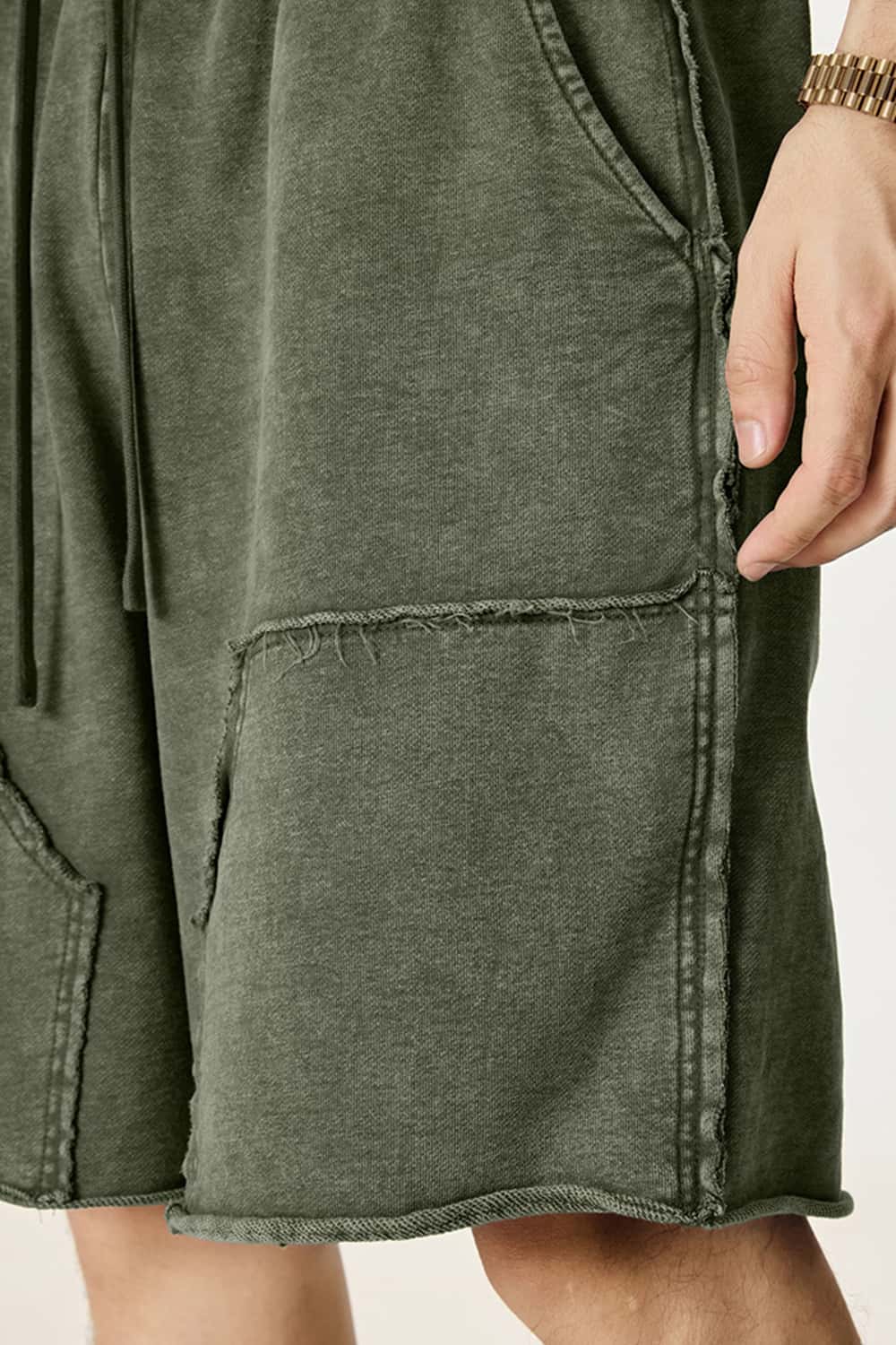 Washed Tie-Dye Patchwork Cargo Shorts