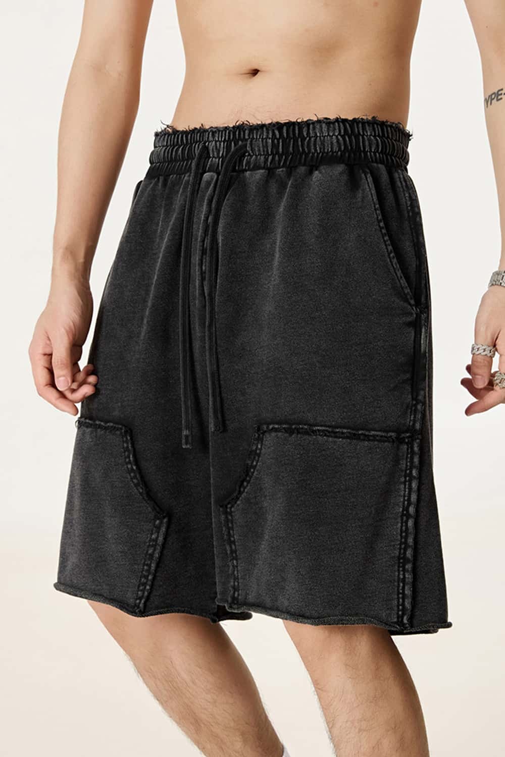 Washed Tie-Dye Patchwork Cargo Shorts
