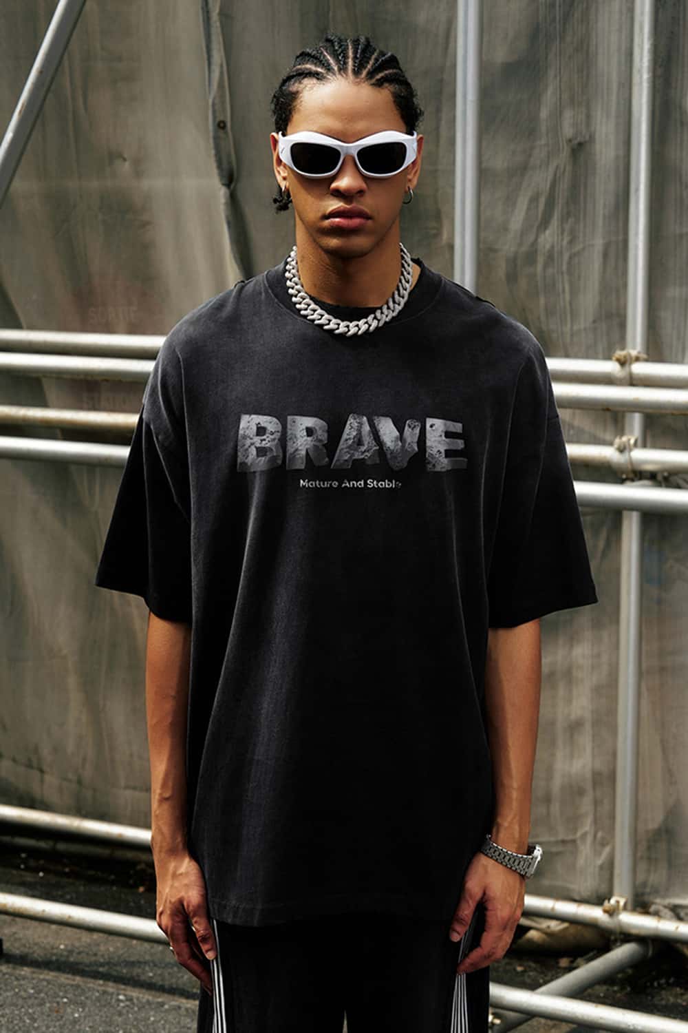 Heavyweight Tie-Dye Washed Distressed Letter T-Shirt