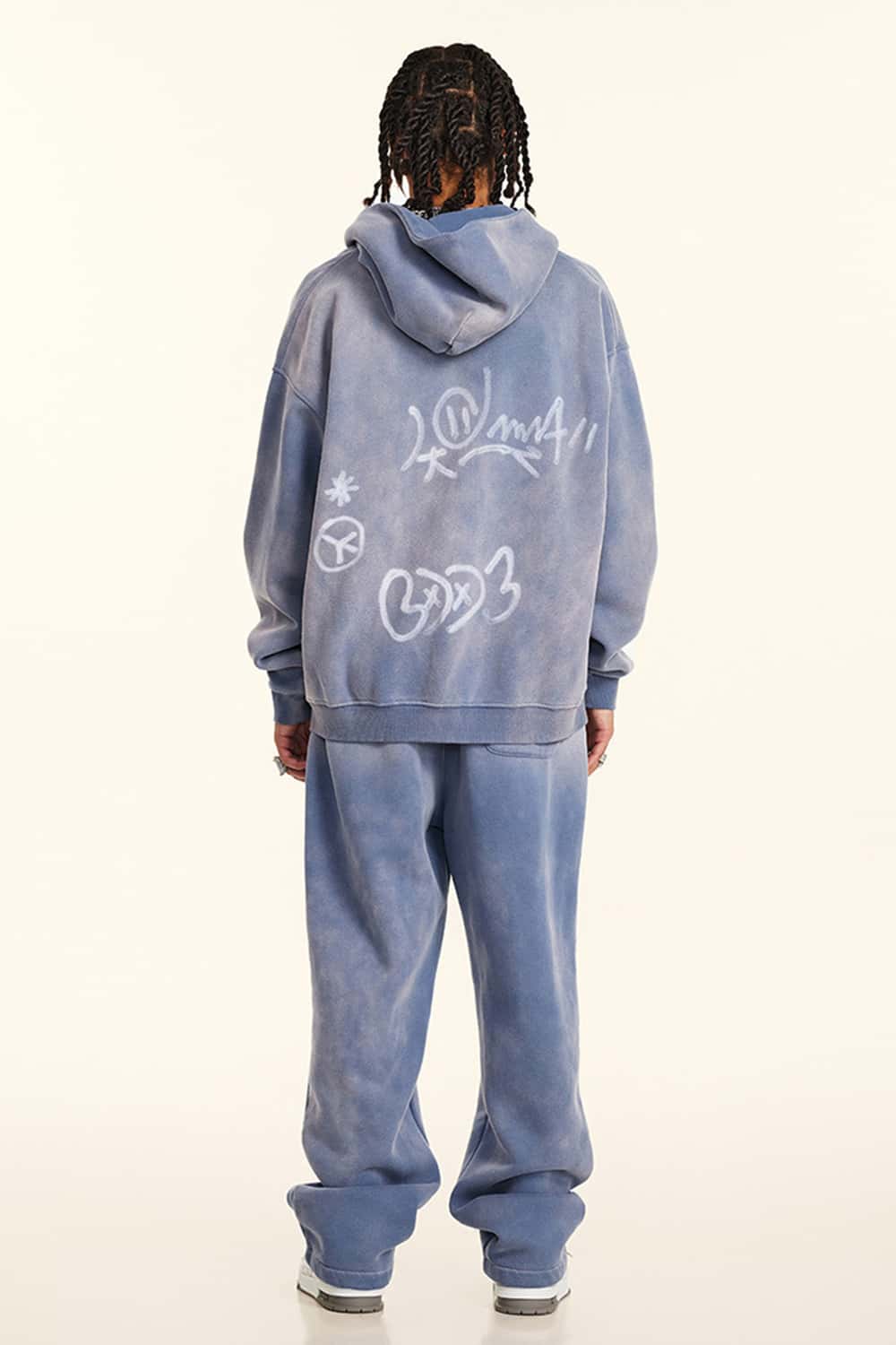 Graffiti Hand-Drawn All-Over Print Fleece Zip-Up Hoodie