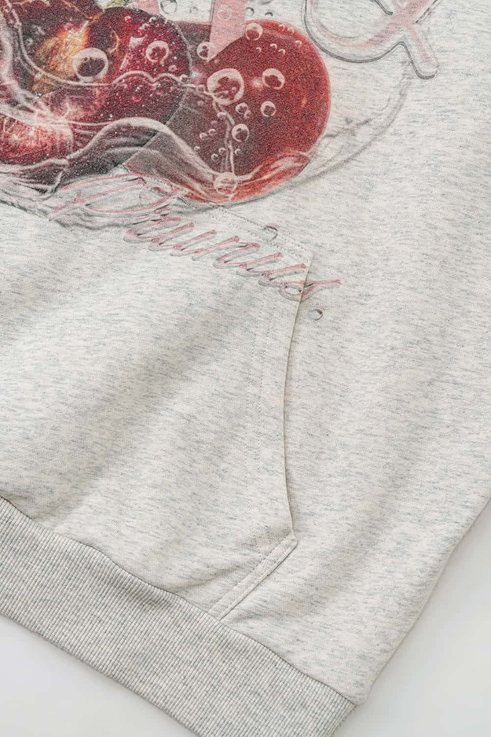Cherry Graphic Pullover Hoodie (No Drawstring)
