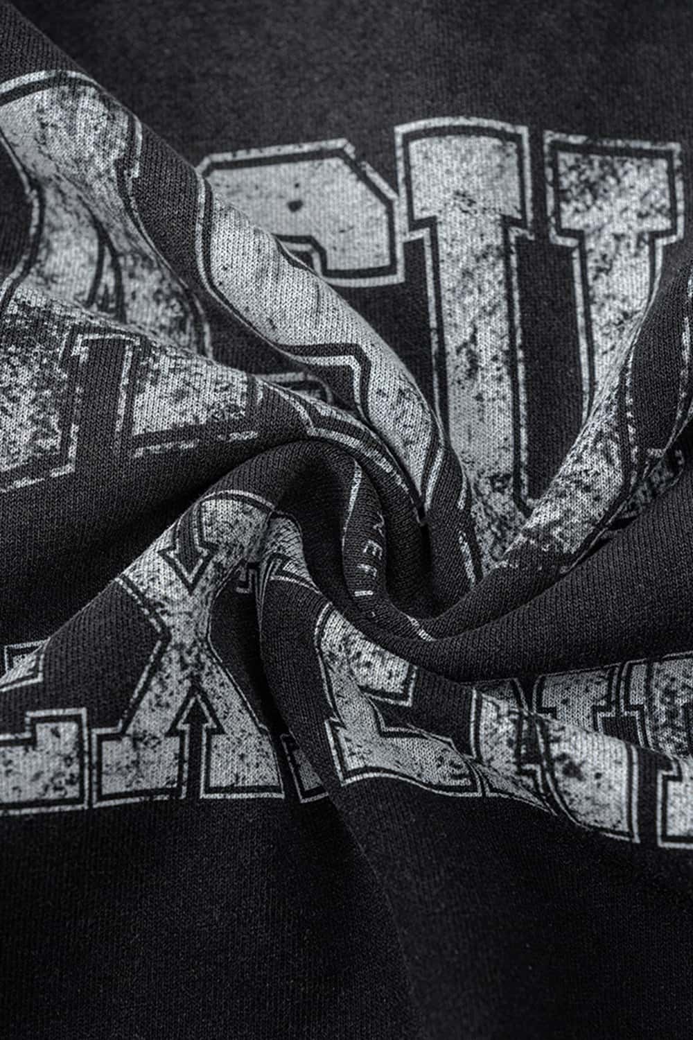 Vintage Washed Distressed Long Sleeve Hoodie