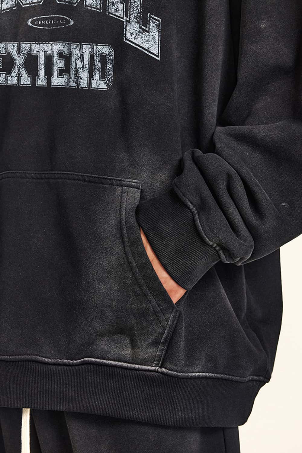 Vintage Washed Distressed Long Sleeve Hoodie