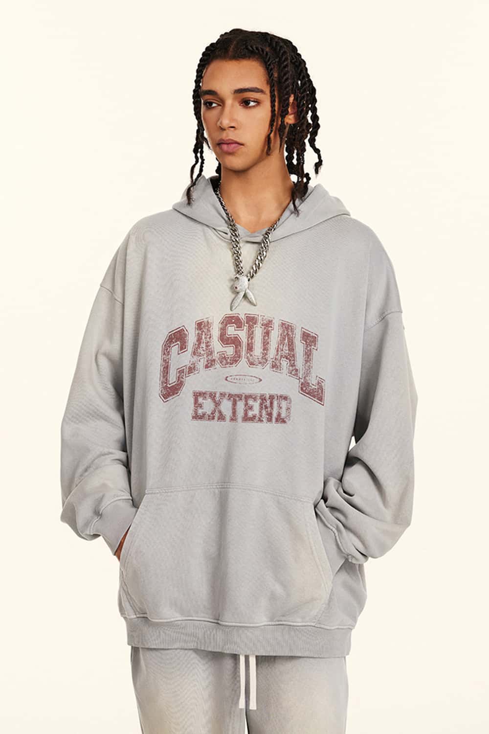 Vintage Washed Distressed Long Sleeve Hoodie