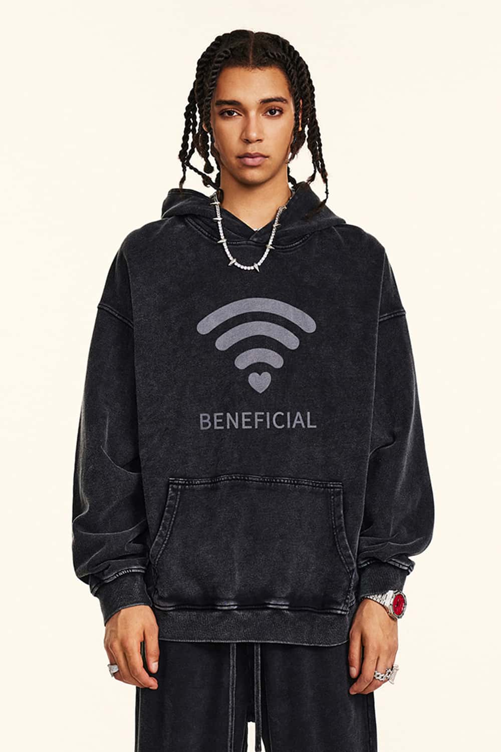 LOVE Graphic Washed Vintage Hoodie