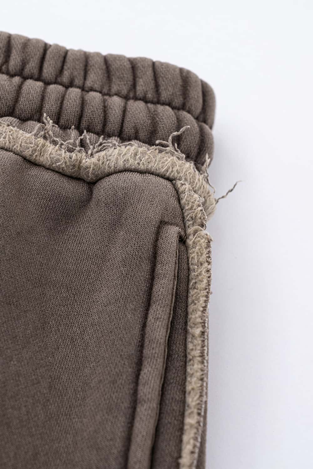 Washed Heavyweight Raw Edge Fleece Straight-Leg Pants