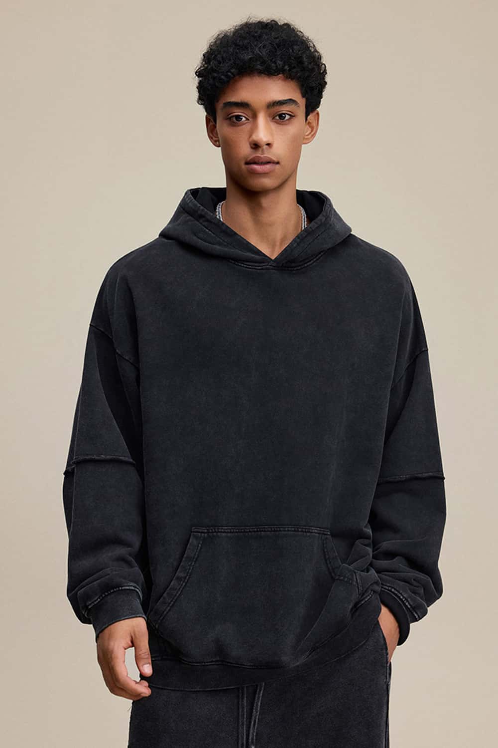 Heavyweight Vintage Two-Layer Washed Snow Fleece Hoodie