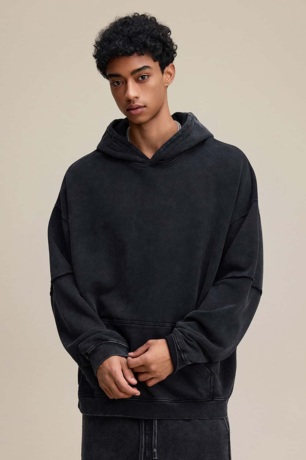 Heavyweight Vintage Two-Layer Washed Snow Fleece Hoodie