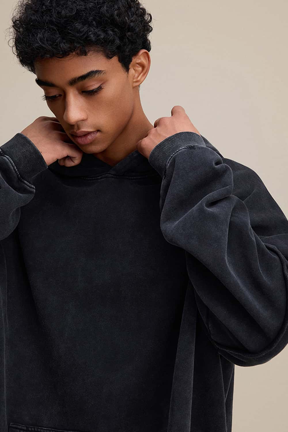 Heavyweight Vintage Two-Layer Washed Snow Fleece Hoodie