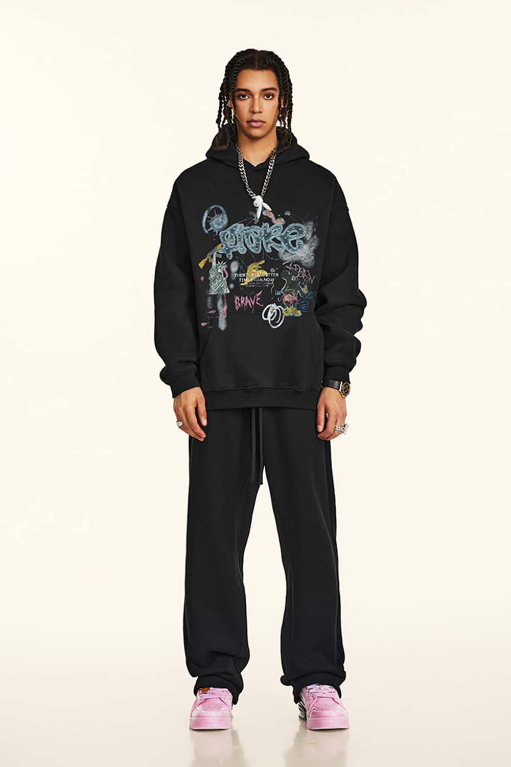 Graffiti Print Pullover Hoodie