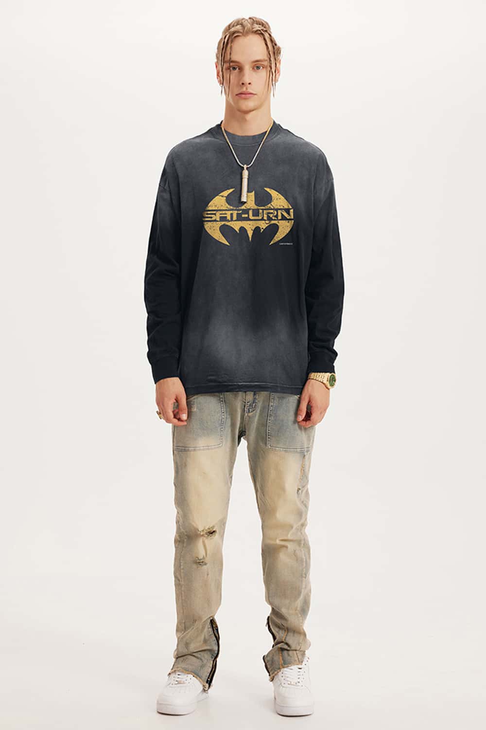 Heavyweight Washed Cotton Digital Print Long Sleeve Tee