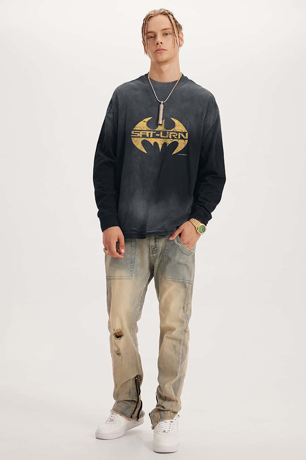 Heavyweight Washed Cotton Digital Print Long Sleeve Tee