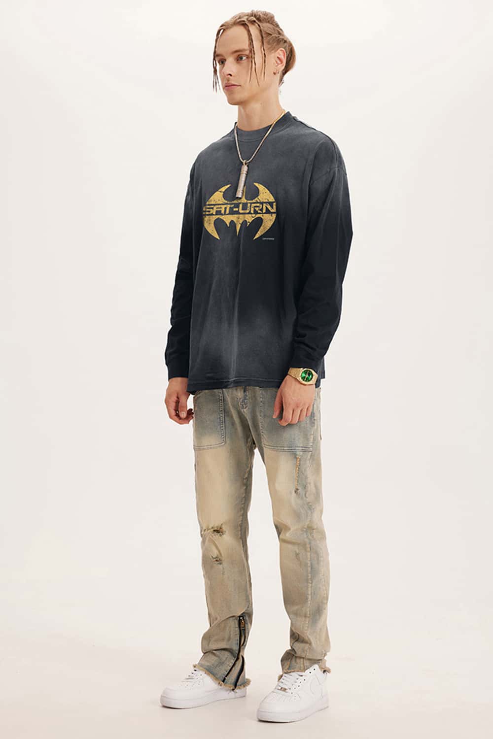 Heavyweight Washed Cotton Digital Print Long Sleeve Tee