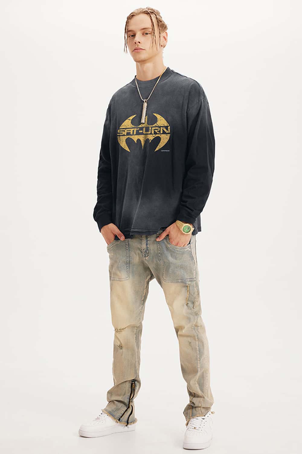 Heavyweight Washed Cotton Digital Print Long Sleeve Tee