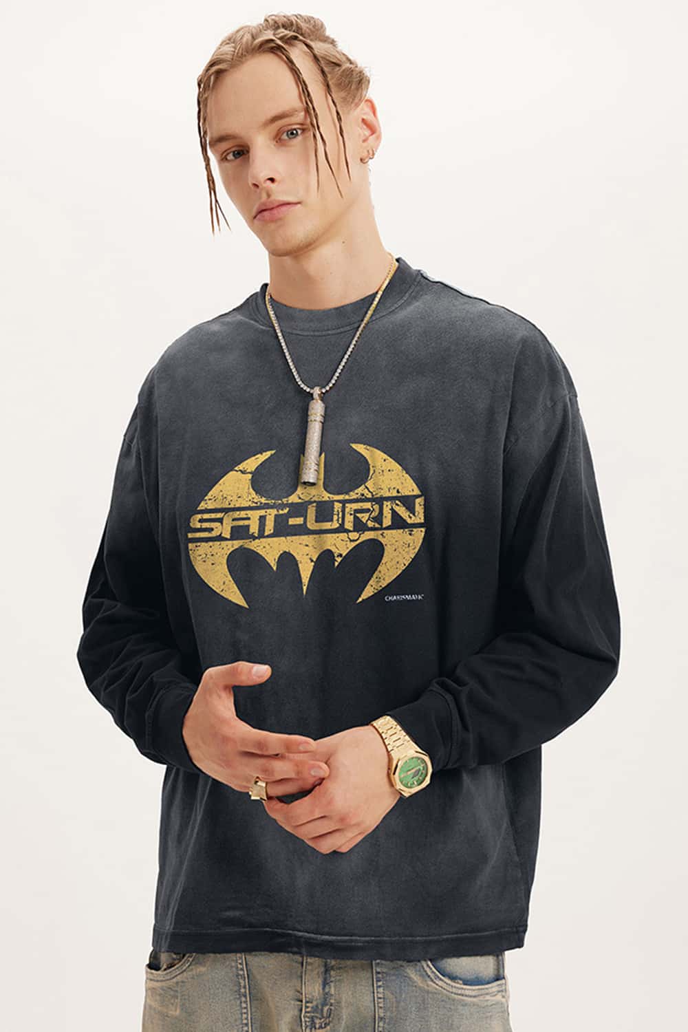 Heavyweight Washed Cotton Digital Print Long Sleeve Tee