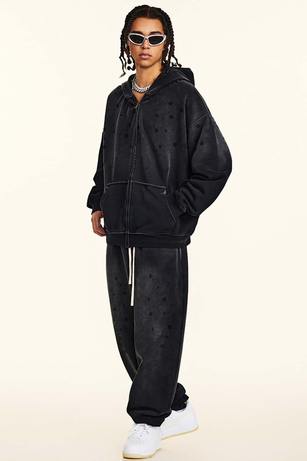 Heavyweight Zip-Up Washed Hoodie Jacket