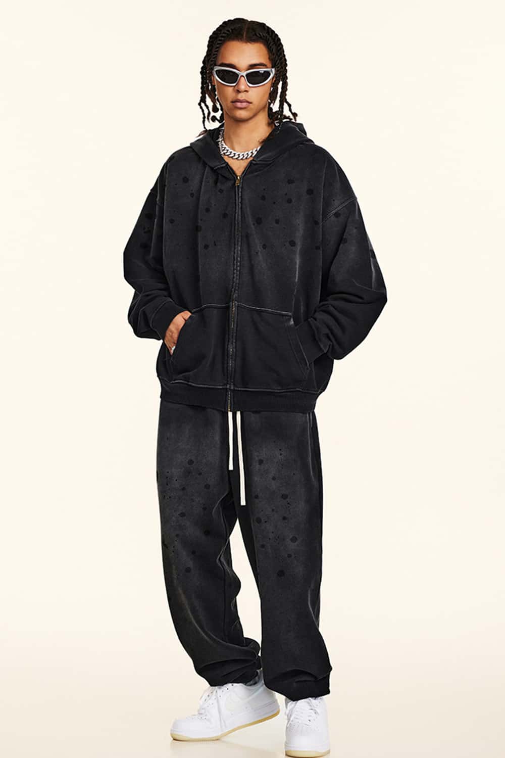 Heavyweight Zip-Up Washed Hoodie Jacket