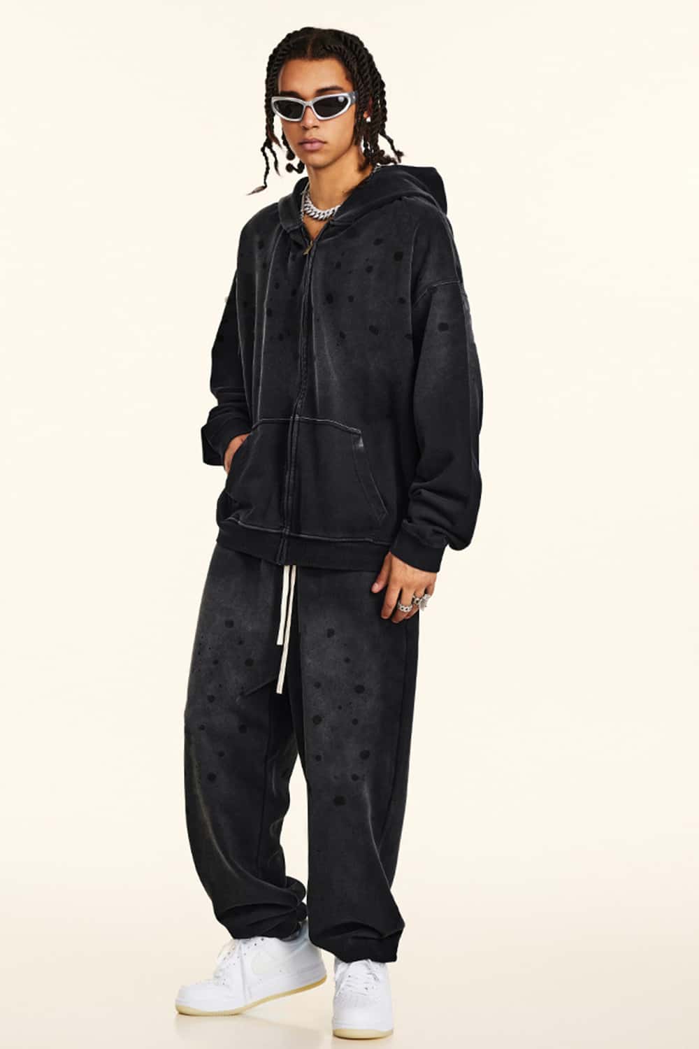 Heavyweight Zip-Up Washed Hoodie Jacket