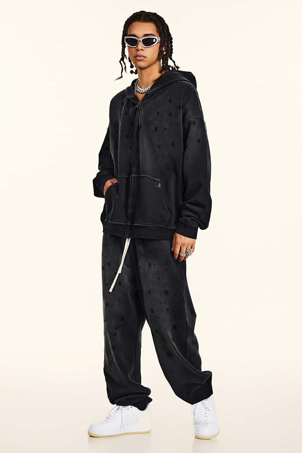 Heavyweight Zip-Up Washed Hoodie Jacket