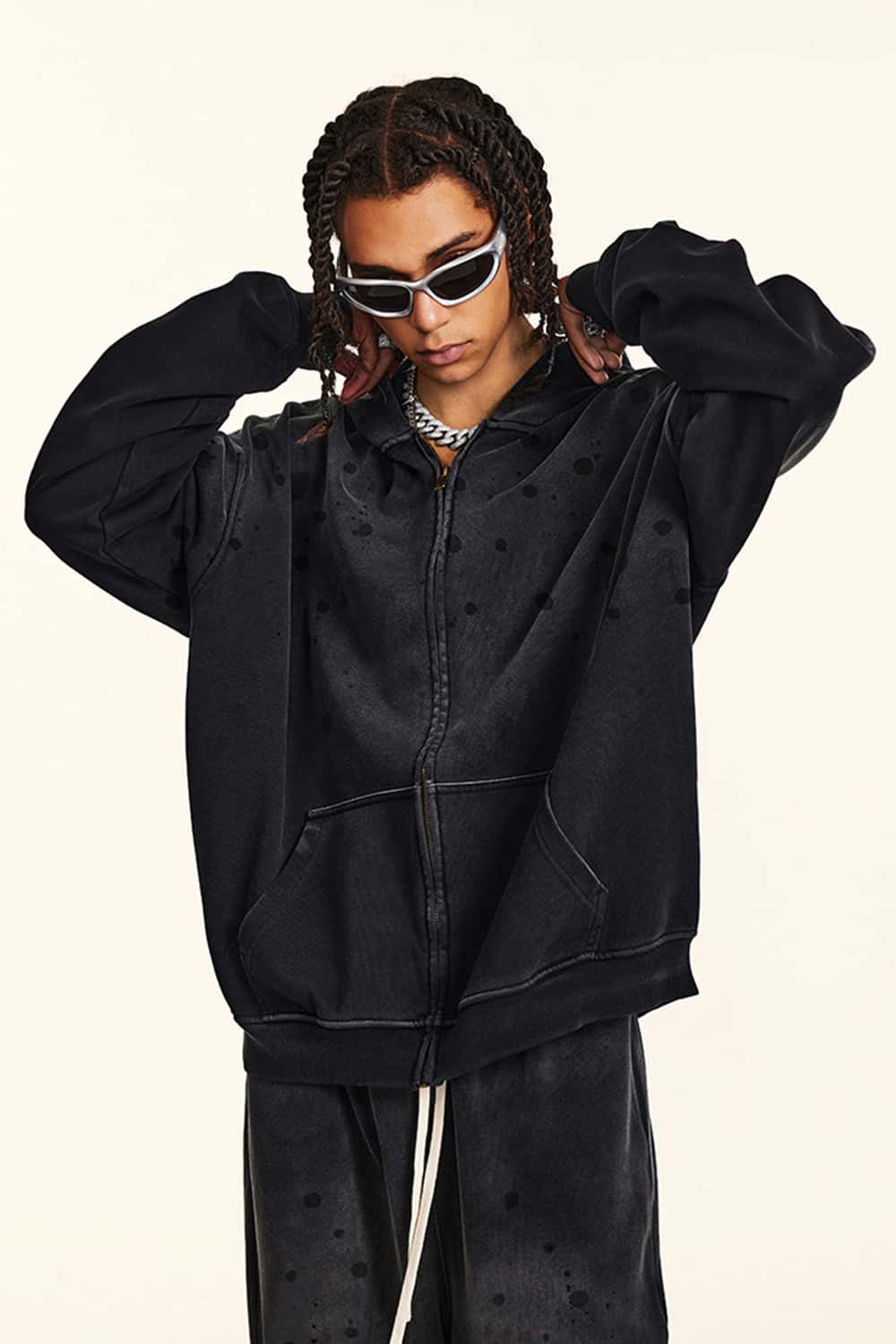 Heavyweight Zip-Up Washed Hoodie Jacket