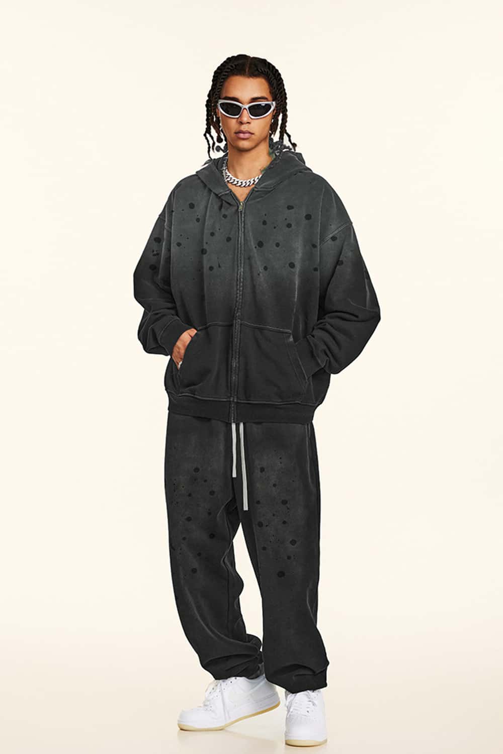 Heavyweight Zip-Up Washed Hoodie Jacket