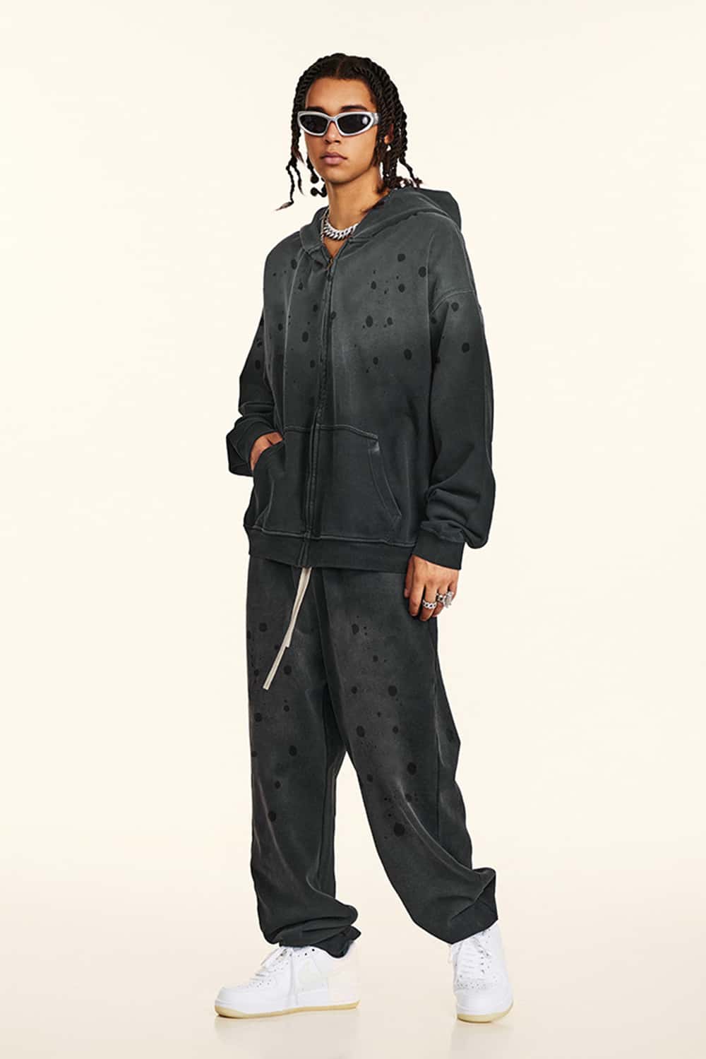 Heavyweight Zip-Up Washed Hoodie Jacket