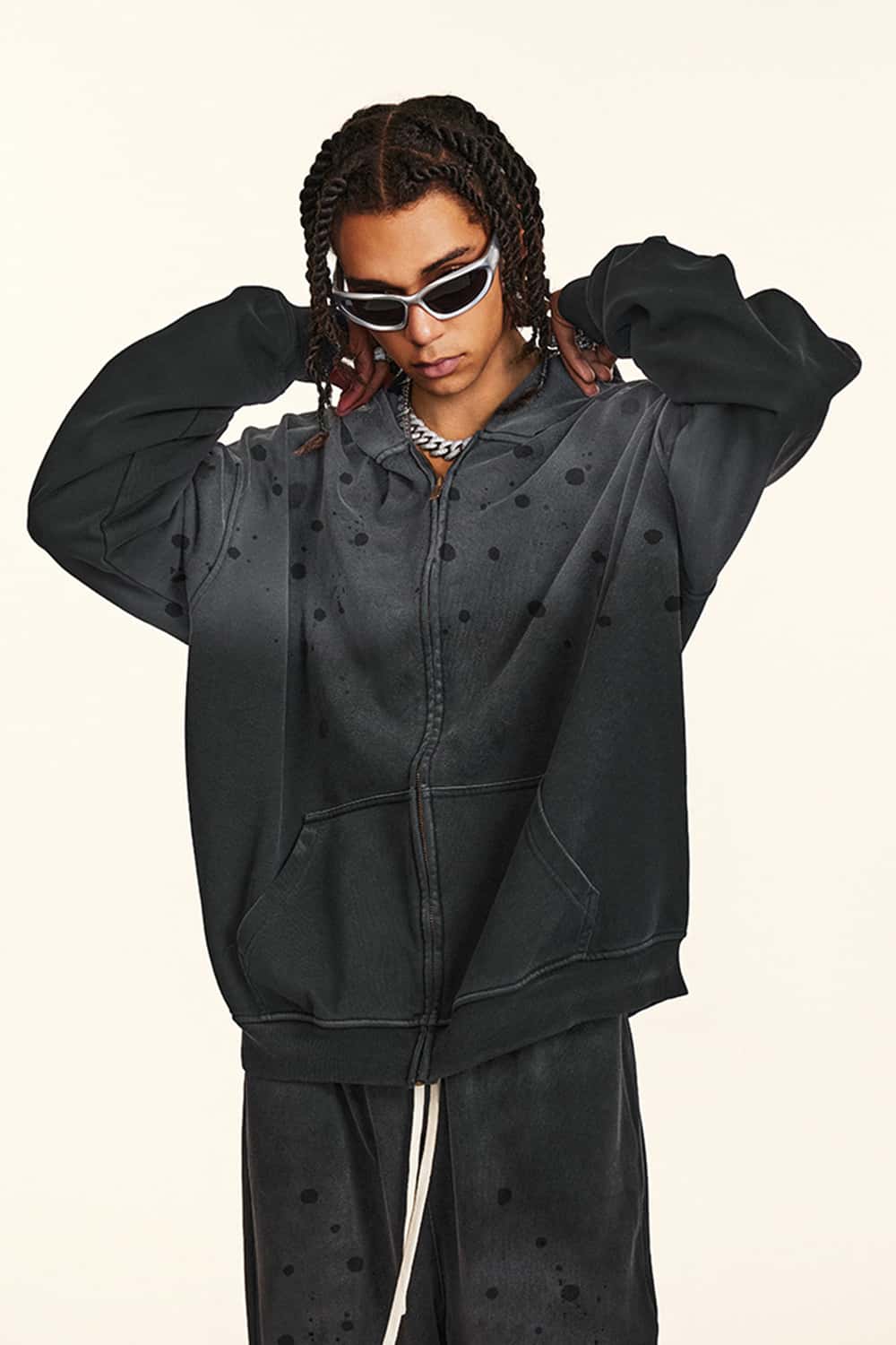 Heavyweight Zip-Up Washed Hoodie Jacket