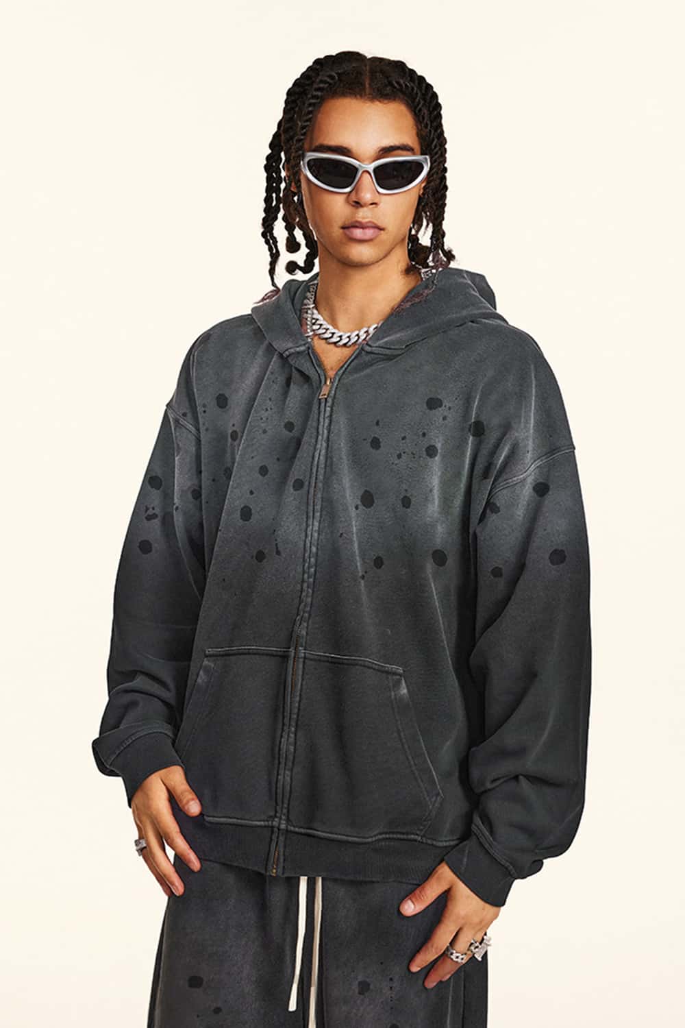 Heavyweight Zip-Up Washed Hoodie Jacket