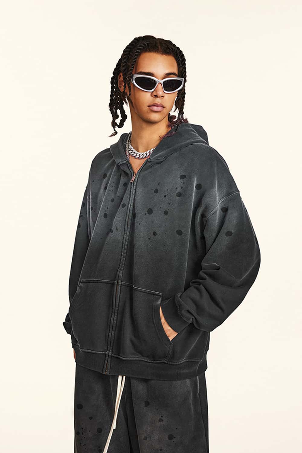 Heavyweight Zip-Up Washed Hoodie Jacket