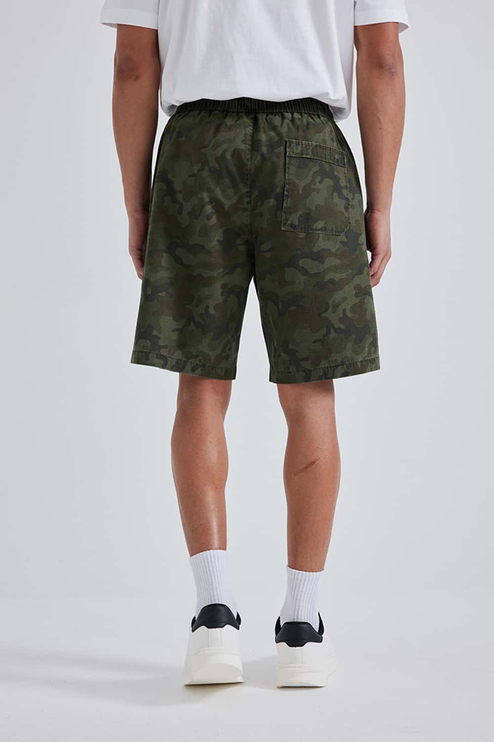 Plaid Camo Drawstring Utility Shorts